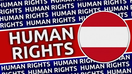 Austria Circular Flag with Human Rights Titles - 3D Illustration