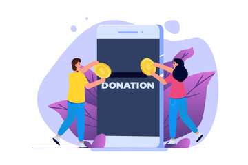Crowdfunding and investment into idea concept. Vector illustration.