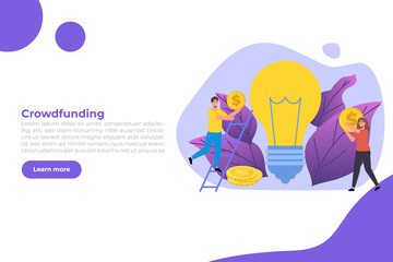 Crowdfunding and investment into idea concept. Vector illustration.