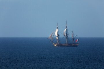 Ship on sea in Brittany France