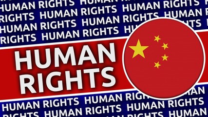 China Circular Flag with Human Rights Titles - 3D Illustration