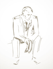 Man sitting on the chair. Vector drawing