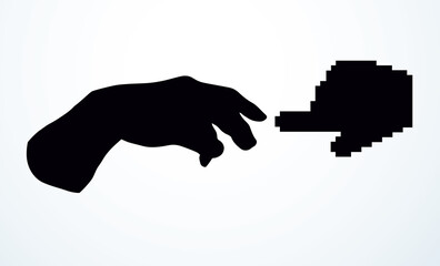 Hands of the creation of Adam. Vector drawing