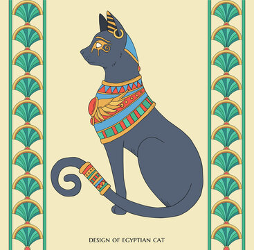 illustration of colored egyptian cat 
