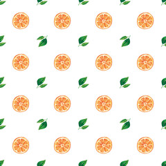 Seamless watercolor pattern with oranges.

