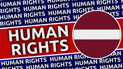 Latvia Circular Flag with Human Rights Titles - 3D Illustration