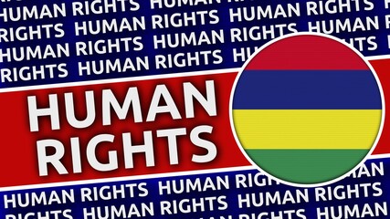 Mauritius Circular Flag with Human Rights Titles - 3D Illustration
