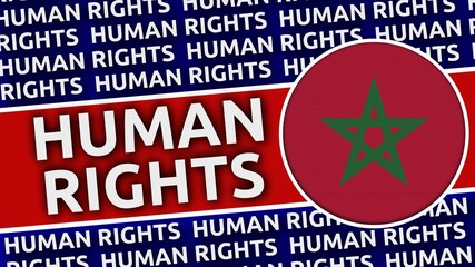 Morocco Circular Flag with Human Rights Titles - 3D Illustration