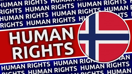 Norway Circular Flag with Human Rights Titles - 3D Illustration