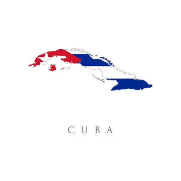 Colorful flag, map pointer and map of the Cuba in the colors of the Cuban flag. High detail. Vector illustration