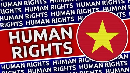 Vietnam Circular Flag with Human Rights Titles - 3D Illustration