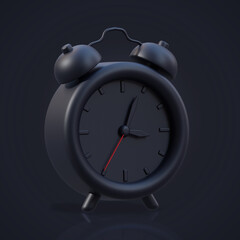 3d rendering black alarm clock illustration