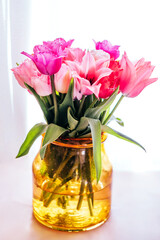 Fototapeta na wymiar Beautiful pink tulip flower bouquet