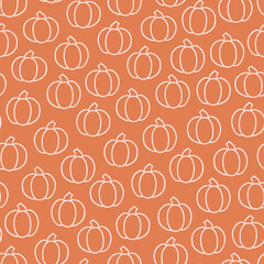 Fall Orange Pumpkins Texture Seamless Pattern Background