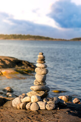 stack of stones on the beach