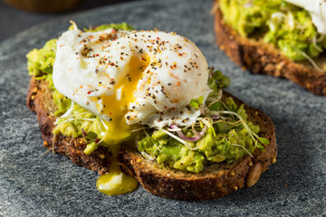 Homemade Healthy Avocado Toast with Poached Egg