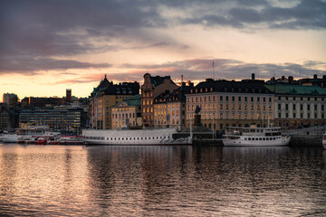 Fototapeta premium Sunset in Stockholm City