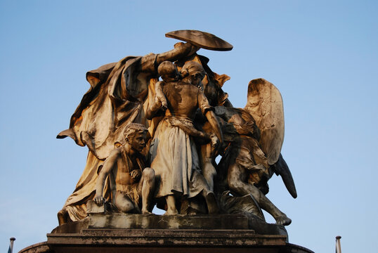 Strassburger-Denkmal memorial, Basel symbol of humanitarian aid. The Strassburger memorial was errected in 1895.