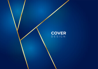 Abstract polygonal pattern background. Luxury blue and gold