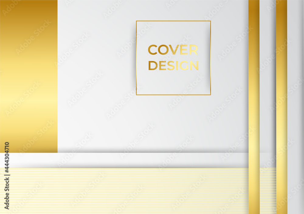 Fototapete abstract white background with gold line. abstract grey and gold background poster with dynamic wave
