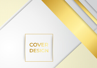 Abstract white background with gold line. Abstract grey and gold background poster with dynamic waves. technology network Vector illustration. White gold presentation background