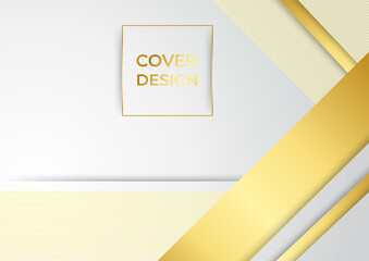 Obraz premium Abstract white background with gold line. Abstract grey and gold background poster with dynamic waves. technology network Vector illustration. White gold presentation background