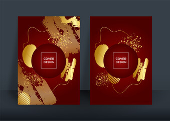 Modern smooth luxury dark red gold gradient abstract cover background. Vector illustrations for flyer layout, marketing material, annual report cover, presentation template.
