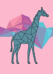 Obraz premium GIRAFFE LOW POLY BACKGROUND ANIMALS WILD NATURE