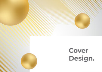 Abstract geometric shape white gold background with light and shadow 3D layered for presentation design. Abstract gold background with smooth lines. Gold and white vector background