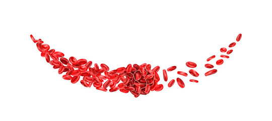 A blood clot without a vein stops the flow of red blood cells. 3d illustration