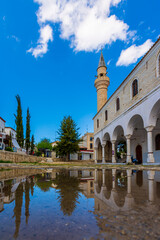 Obraz premium Pazaryeri Mosque view in Alacati Village. Alacati is populer tourist destination in the Turkey.