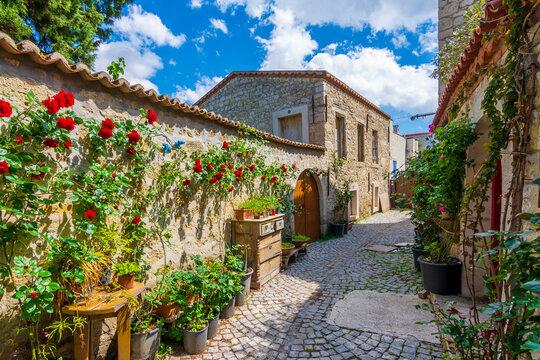Colorful streets view in Alacati Village. Alacati is populer tourist destination in the Turkey.
