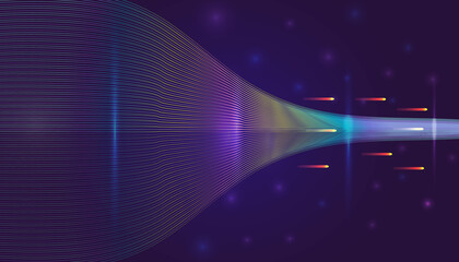 Digital wave particles background. Data science, system illustration.