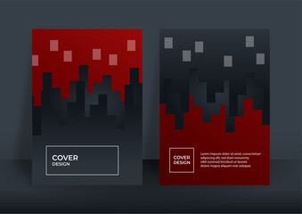 Modern red and black design template for poster flyer brochure cover. Graphic design layout with triangle geometric graphic elements and space for photo background