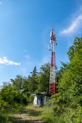telecommunication tower with antennas