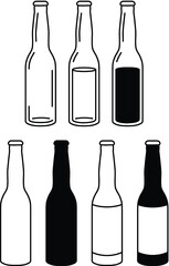 Glass Beer Bottle Clipart Set - Empty and Full