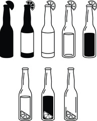 Beer Bottle Set with Lime Clipart Set