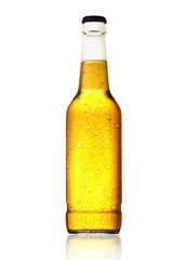 bottle of light beer in drops