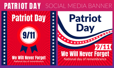 USA Patriot Day illustration. patriotic template for greeting card, flyer, poster, banner. American flag, candle, holiday message. We will never forget the Victims of 9.11 Terrorist Attacks.