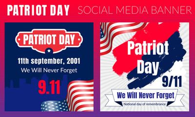 911 Attack Remembrance Memorial Day banner vector illustration. September 11 2001, USA, 911 memorial. The United States National Remembrance Day abstract conceptual background
