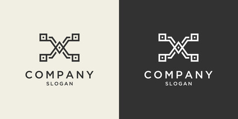 Letter x drone logo design