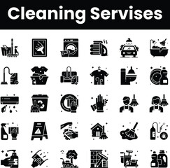 Cleaning services vector icon set