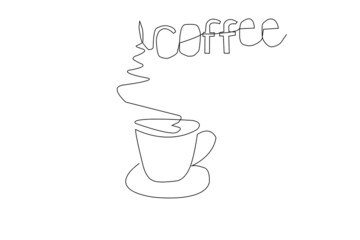 single line drawing of a coffee cup