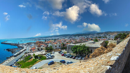 Fototapeta na wymiar View over one part of the city Rethymno, in Crete island, Greece