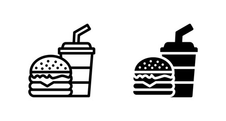 Burger and drink icon vector for web, computer and mobile app