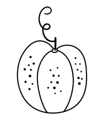 Black and white vector pumpkin. Outline autumn vegetable. Line style squash. Funny veggie illustration or coloring page isolated on white background. Traditional thanksgiving food.