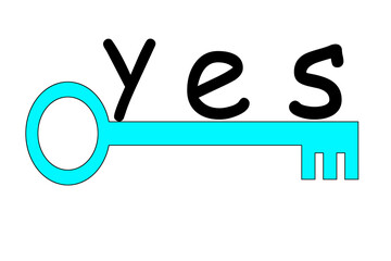 Yes word text,illustration speech bubble on white background. Design element for badge, sticker, mark, symbol, icon and card chat. 