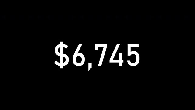 Numbers of dollar money currency counting text icon. Rich business profit electronic figures. Digital graphic element. Profit