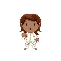 Little girl karate, happy cute child