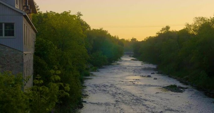Early morning sunrise in Fergus Ontario Canada along the Grand River in Township of Centre Wellington